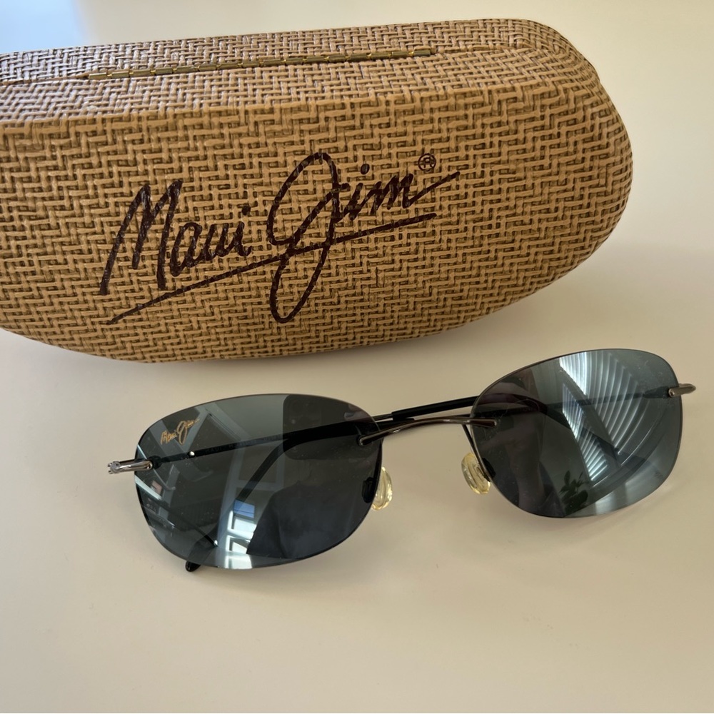Maui Jim Waikiki Sunglasses MJ 452-02 Polarized Stainless Steel Rimless Gray